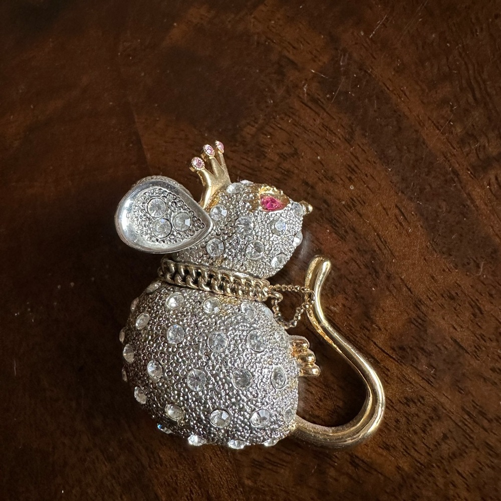Gold and Silver Mouse Brooch with Jewels